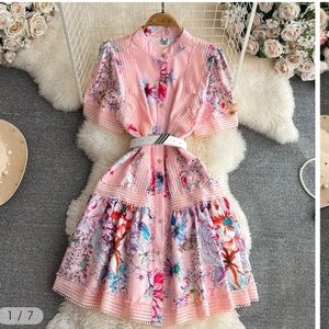 Floral Print Pink Women’s Dress